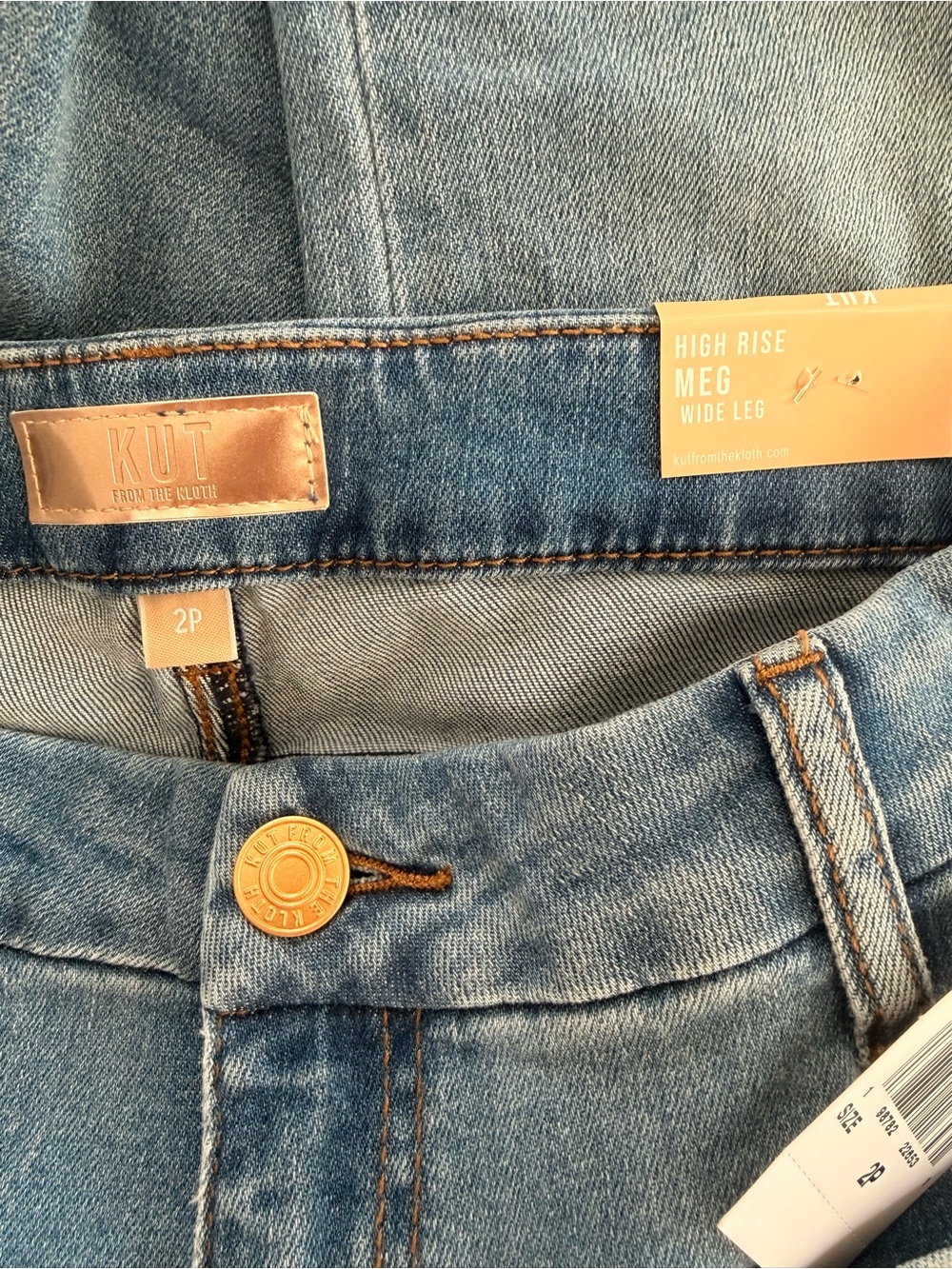 Kut From The Kloth Meg High Rise Wide Leg Patch Pocket Denim Jeans NWT Size 2P - Picture 8 of 9